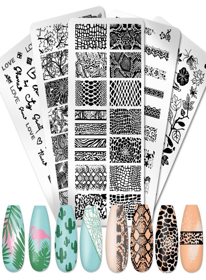SILPECWEE 6 Pieces Nail Stamping Plate Valentine's Day Nail Stamps Heart Nail Art Stamping Kit Holiday Nail Template Plates Nail Art Supplies - Image 2