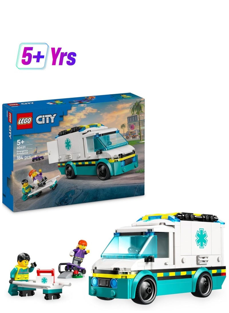 LEGO - LEGO Emergency Ambulance Toy With 2 Minifigures Building Set - 60451 - Image 1