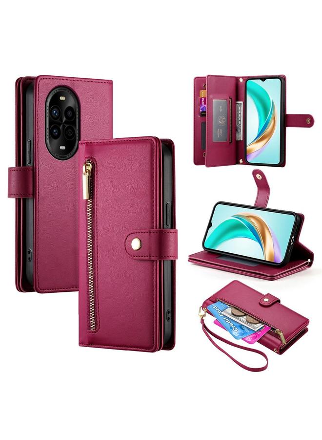 اس-توب جراب لهاتف Huawei nova 13 Pro مزود بتسع فتحات للبطاقات وحقيبة محفظة جلدية بسحاب - Image 1