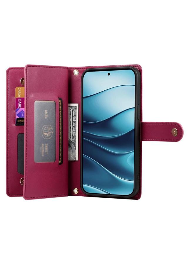 اس-توب جراب لهاتف Huawei nova 13 Pro مزود بتسع فتحات للبطاقات وحقيبة محفظة جلدية بسحاب - Image 3