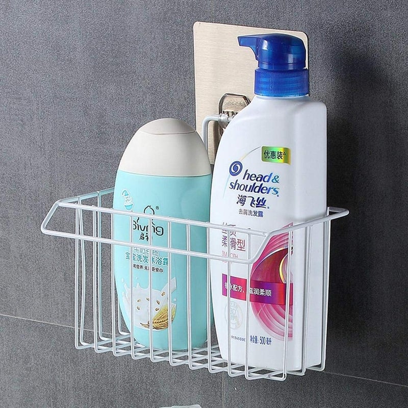 Cyrox Self Adhesive Metal Wall Hanging Basket Shelf for Sink Sponge Holder | Toothbrush Holder with Kitchen Towel Rack, Shampoo, Cosmetic Bottle Stand - Image 5