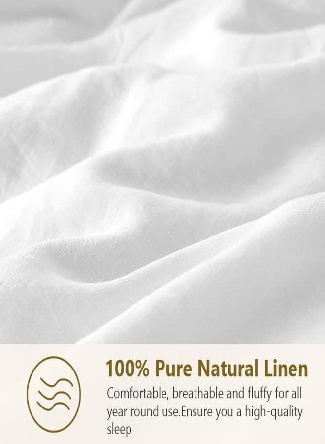 Simple&Opulence 100% Linen Euro Sham Pillow Covers Belgian Flax-Set of 2, Decorative Pillow Cover with Tassels, Boho Shabby Chic Style for Couch/Bed, White, 26''x26'' - Image 3