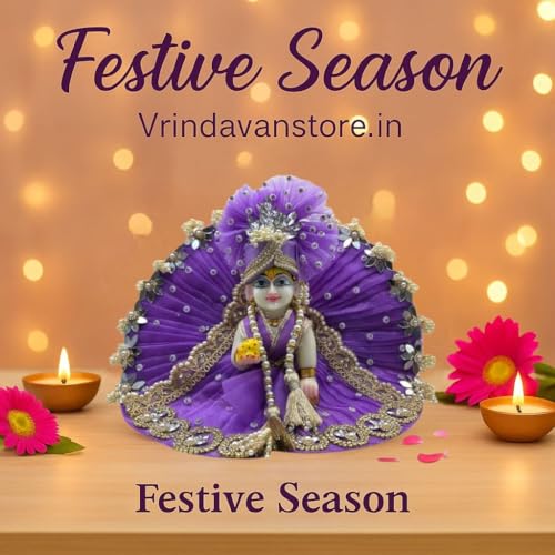Vrindavanstore.in Bal Gopal Ji Dress | Designer Purple Vastra with Moti & Stone Embellishment | Laddu Gopal Poshak for Navratri, Diwali Pooja & Mandir Decoration | Thakur Ji Clothes (Size No- 03) - Image 2