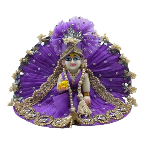 Vrindavanstore.in Bal Gopal Ji Dress | Designer Purple Vastra with Moti & Stone Embellishment | Laddu Gopal Poshak for Navratri, Diwali Pooja & Mandir Decoration | Thakur Ji Clothes (Size No- 03) - Image 1