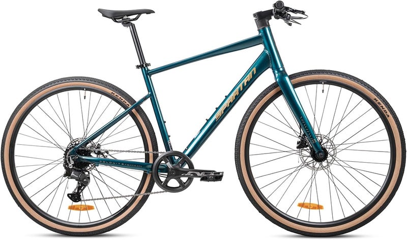 Spartan Dolomite 700C Hybrid Bike | Lightweight Alloy Frame | Shimano Essa 8 Speed | Disc Brakes | Kenda 700x38C Tyres | 52 cm Medium Frame | Oceanic Teal - Image 2