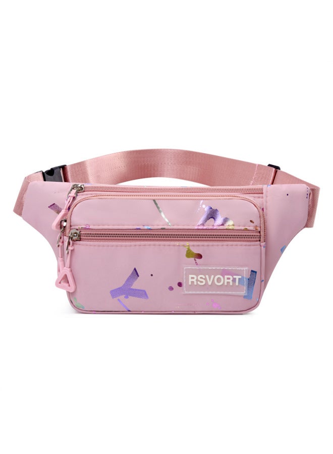 Waterproof OxFord Cloth Fit Waist Bag Mobile Phone Bag Fashion Shopping Bag Crossbody Bag Single Shoulder Trendy Brand Women's Bag Trendy Women's Bag-Color:Pink - Image 1
