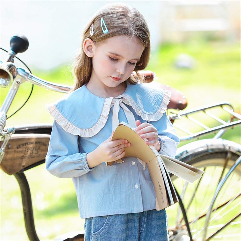 Mud Kingdom Sweet Shirt for Toddler Girls Long Sleeve Pater Pan Collar Blue 4T - Image 2
