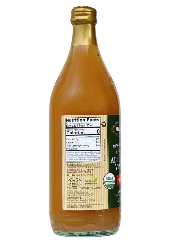 Mantova Organic Raw Unfiltered Apple Cider Vinegar with Mother - 34 Oz - Image 2