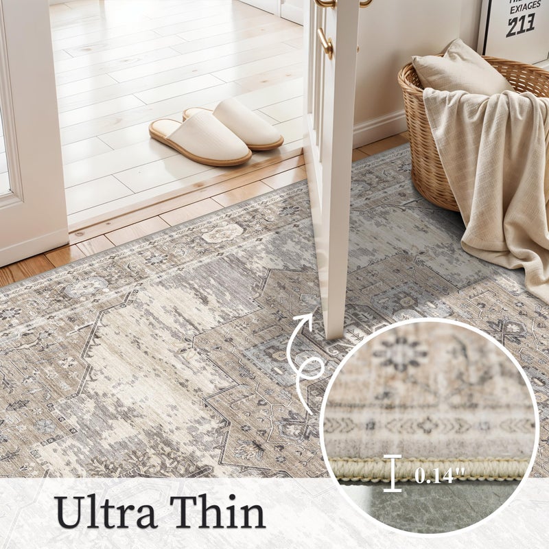 RUUGME Washable 9x12 Area Rug - Rugs for Living Room Bedroom Dining Room Non-Slip Vintage Rugs More Durable and Incredibly Soft Great Home Decor (9x12 Beige) - Image 5