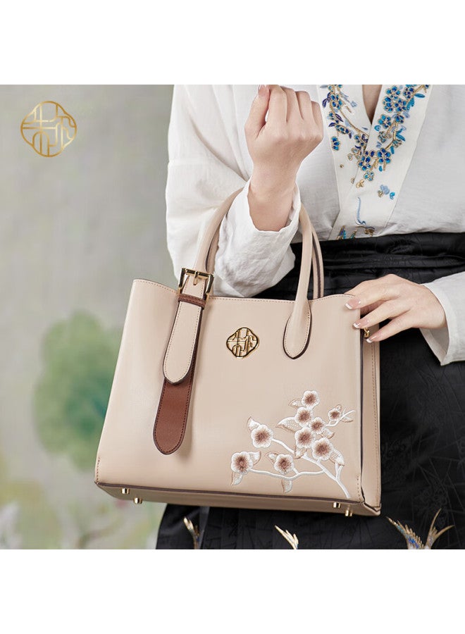 Zooler Handbag, Women's Bag, Chinese-style Embroidery, Leather Tote Bag, Ladies' Bag, Middle-aged Mom Bag, Mother's Day Gift, Practical - Image 1