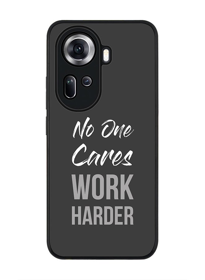 Stylizedd Rugged Black Edge Case for Oppo Reno11, Slim fit Soft Case Flexible Rubber Edges Anti Drop TPU Gel Thin Cover -   Work Harder - Image 1