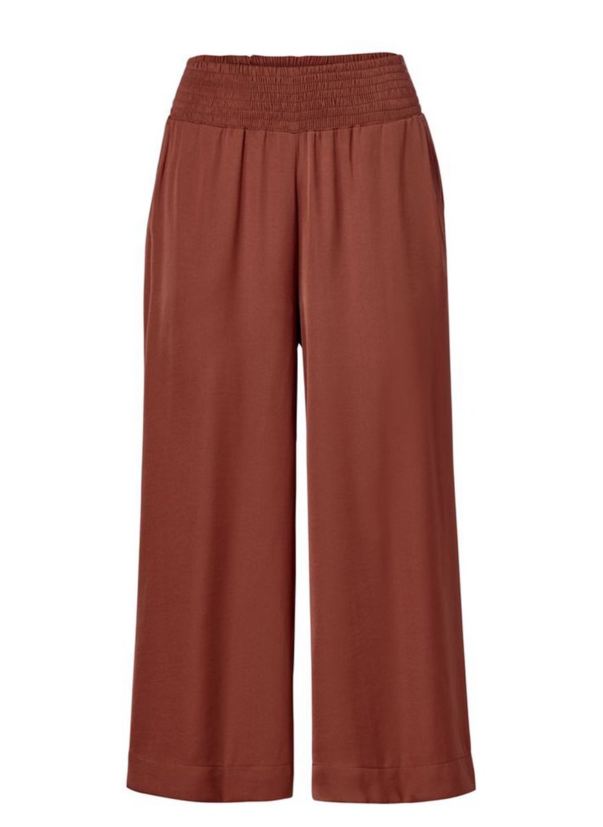 Tchibo - Women Wide Leg Non Stretchable Palazzo Pants, Maroon - Image 1