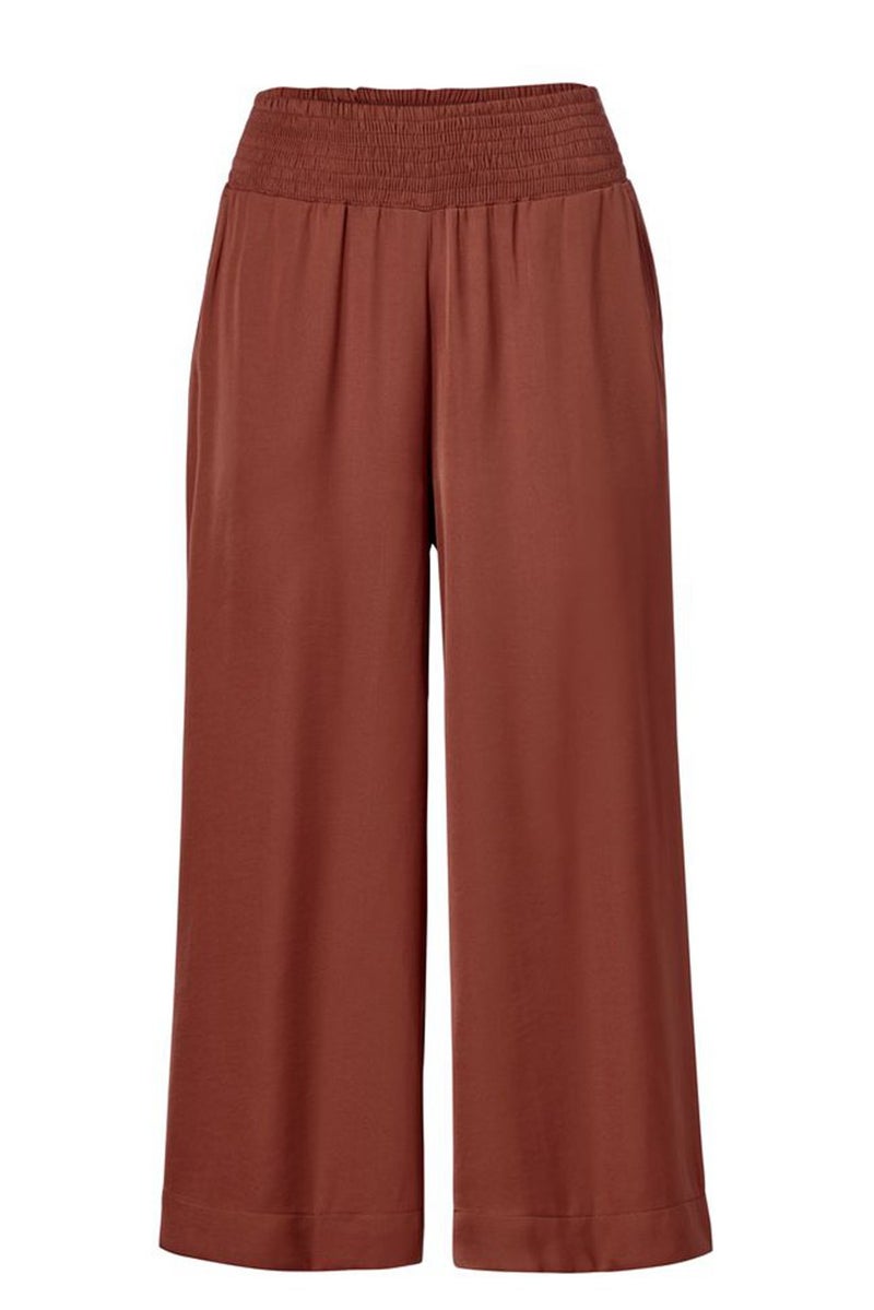 Tchibo Women Wide Leg Non Stretchable Palazzo Pants, Maroon - Image 2