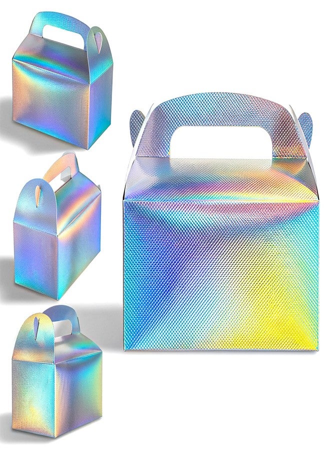 ADLABLD 48pcs Rainbow Gable Party Favor Boxes Iridescent Gable Treat Boxes Holographic Gift Bags Shiny Goodie Box for Candy Snacks Cookie, Birthday Wedding Christmas Supplies - Image 1