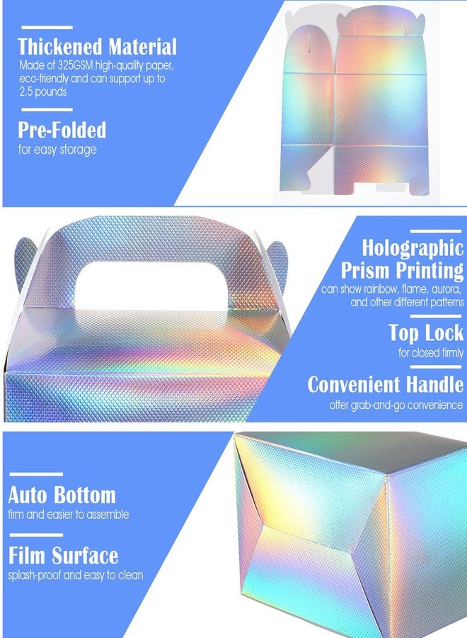 ADLABLD 48pcs Rainbow Gable Party Favor Boxes Iridescent Gable Treat Boxes Holographic Gift Bags Shiny Goodie Box for Candy Snacks Cookie, Birthday Wedding Christmas Supplies - Image 4