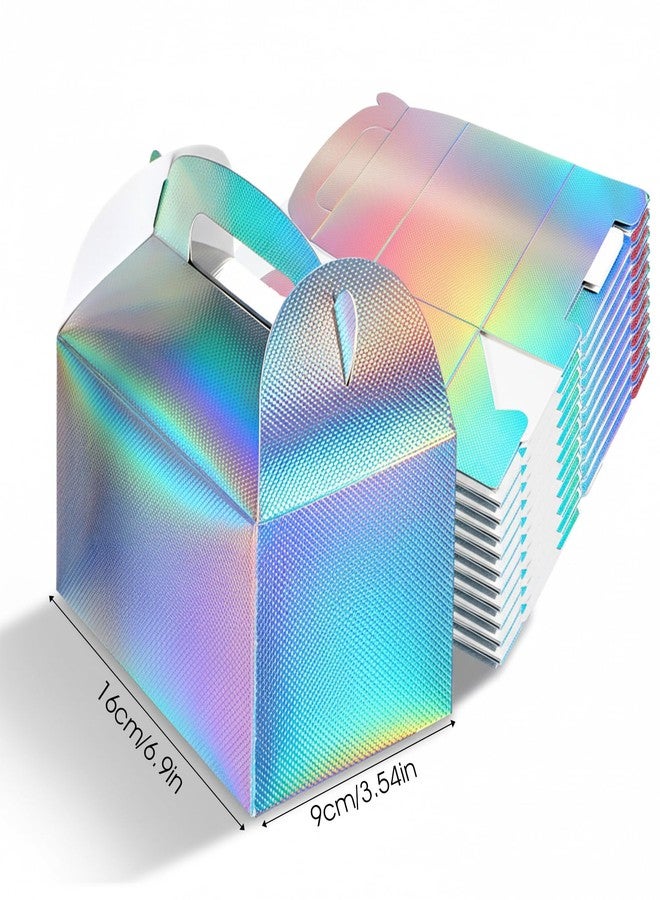 ADLABLD 48pcs Rainbow Gable Party Favor Boxes Iridescent Gable Treat Boxes Holographic Gift Bags Shiny Goodie Box for Candy Snacks Cookie, Birthday Wedding Christmas Supplies - Image 3