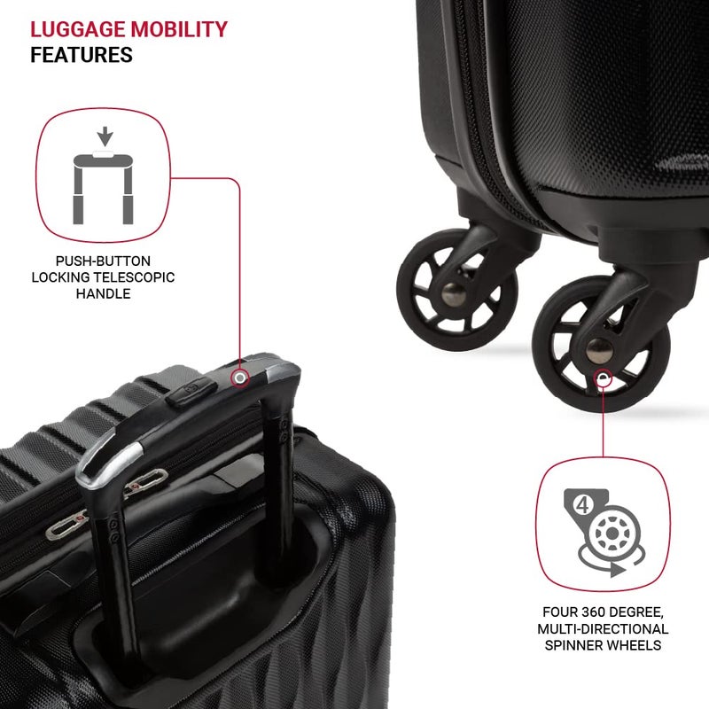 SWISSGEAR حقائب سفر سويس جير 8018 القابلة للتوسيع، حقائب صلبة محمولة بعجلات دوارة - Image 2