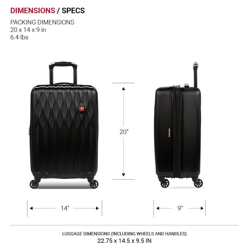 SWISSGEAR حقائب سفر سويس جير 8018 القابلة للتوسيع، حقائب صلبة محمولة بعجلات دوارة - Image 5