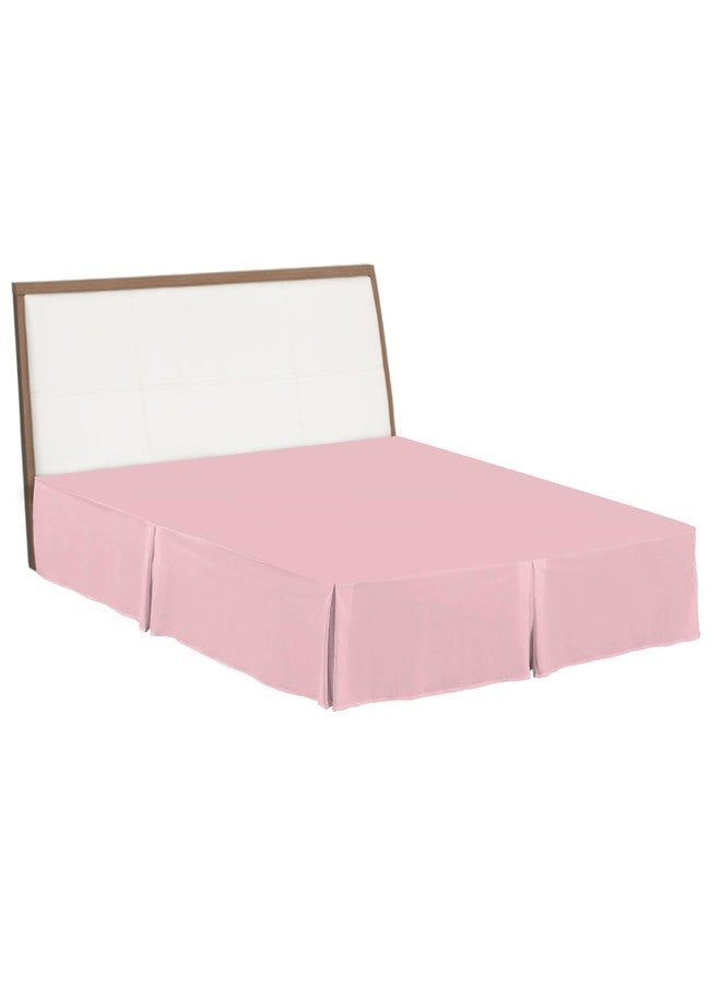 Homechoid Light Pink Bed Skirt Queen Size 16 Inch Drop with Split Corners, Dust Ruffled Pleated Bed Skirts Wrap Around Tailored Bed Skirt Valance for Bedroom Pure Pink Solid Color Simple Minimalism Art - Image 1
