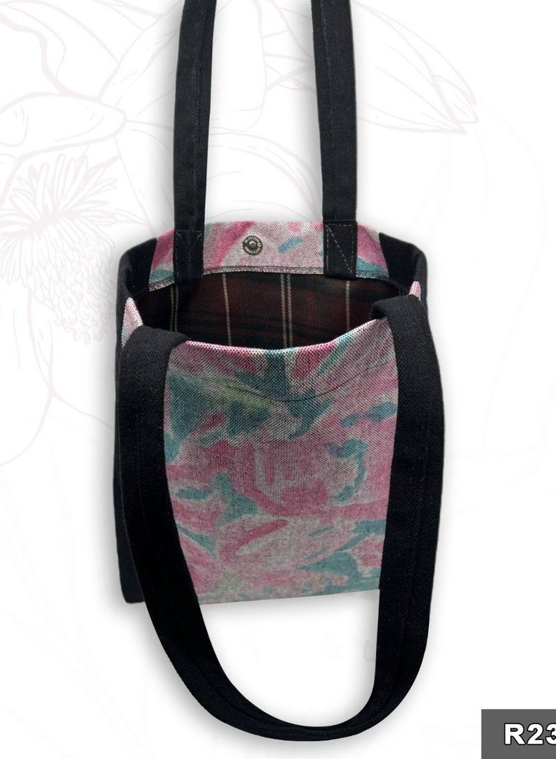 casual printed linen tote bag