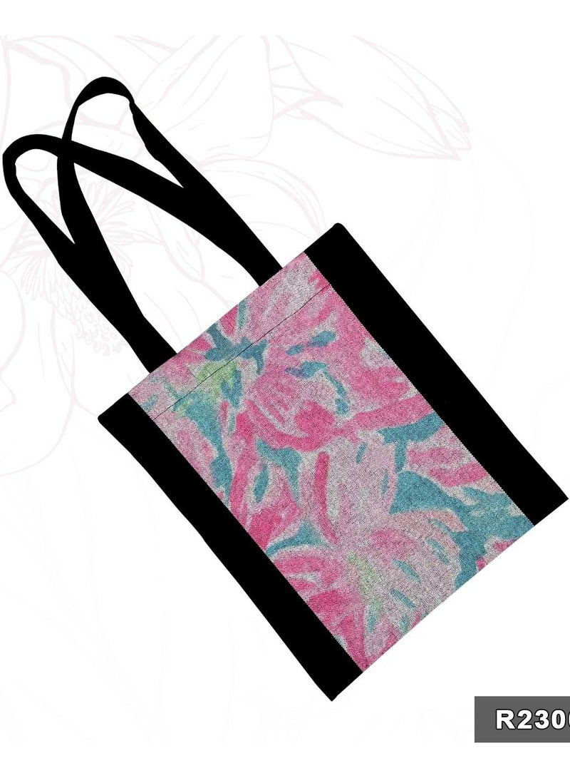 casual printed linen tote bag