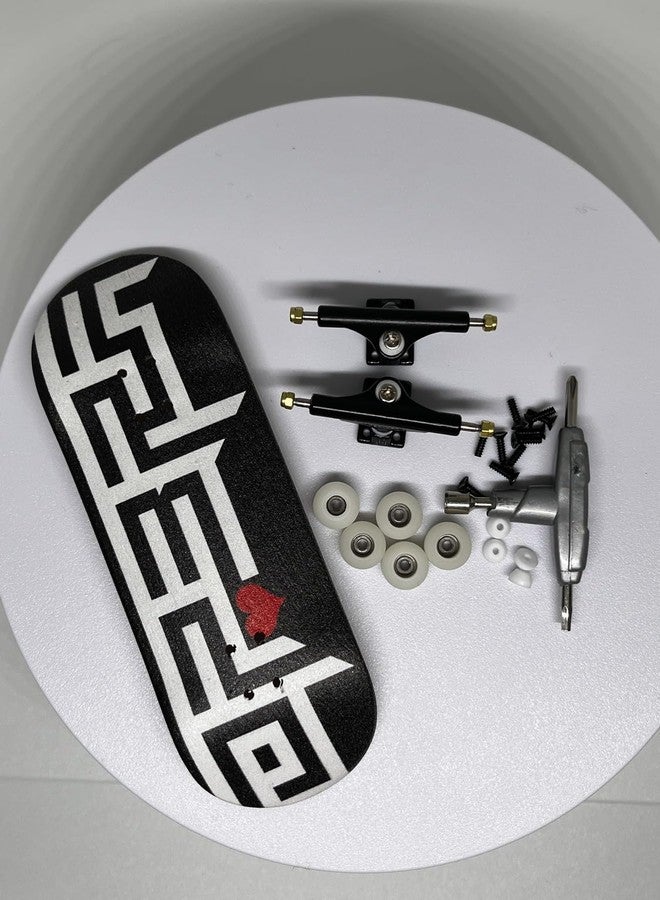 LEEFAI Op3ra Pro Fingerboard Complete 34 * 96mm Maples Wood Deck,UV Printing Graphic-Solid Single Axles Pro Trucks & 5 Urethane Bearing Wheels,-Replace Bushings-<3 Maze Edition - Image 3