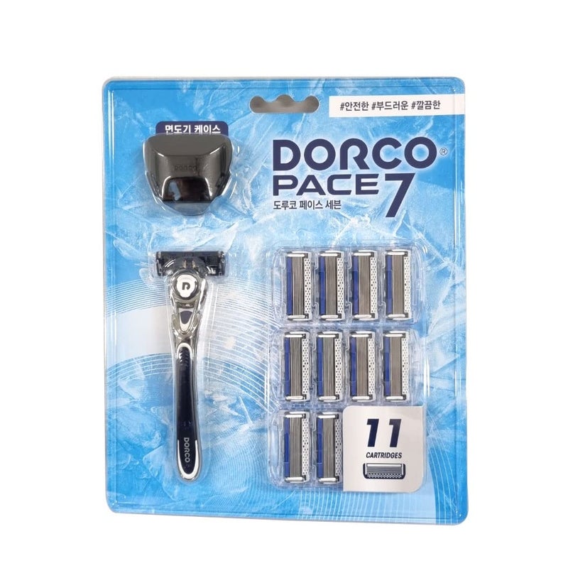 DORCO Pace7 7Blades Razor Handle  Cartridges 11 with Case