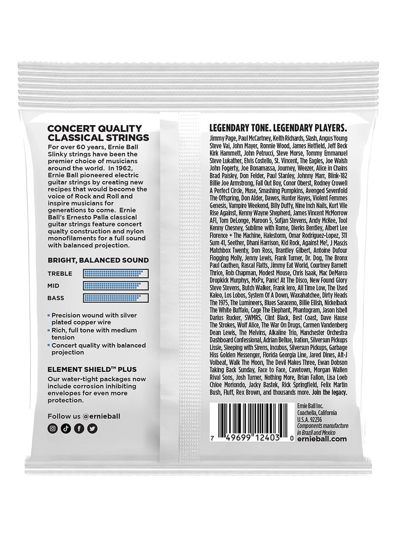 Ernie Ball P02403 Ernesto Palla Nylon Classical Guitar Strings - Clear & Silver - Image 4