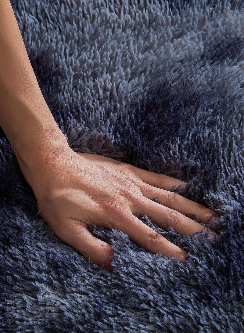 إتش كيو جيمنغ سجادة ناعمة دائرية مصبوغة برباط رمادي فاتح منفوش دائري سجادة لطيفة ضبابية صغيرة قطيفة للأطفال غرفة نوم الأطفال ديكور غرفة الحضانة - Image 3