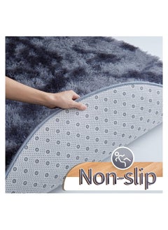 HQ-GAMING Soft Round Area Rug Tie-Dyed Light Grey Fluffy Circle Rug Fuzzy Rug Small Plush Carpets for Kids Baby Bedroom Nursery Room Decor  - Image 5