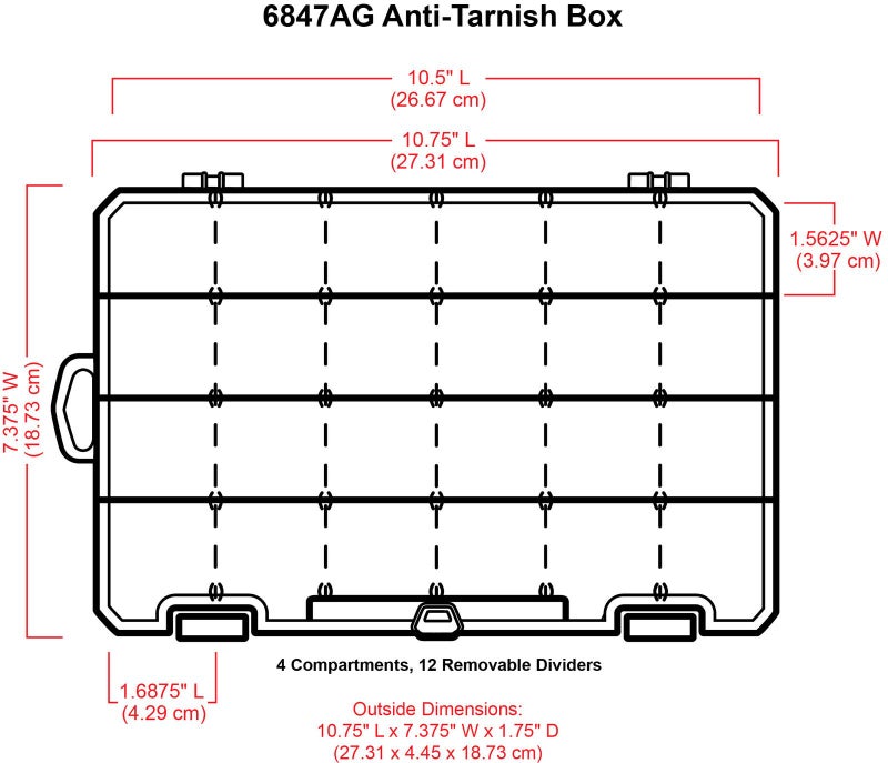 ArtBin 6847AG Medium Anti-Tarnish Box with Removable Dividers, Jewelry & Craft Organizer with Anti-Tarnish Technology, [1] Plastic Storage Case, Clear with Aqua Accents - Image 3