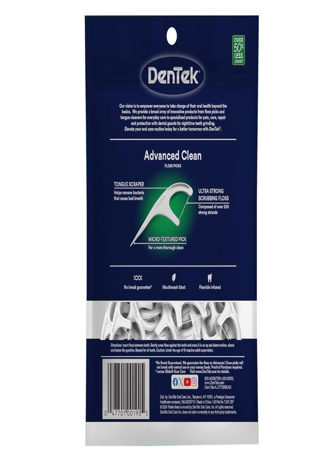 DenTek Advanced Clean Triple Clean Floss Picks, No Break No Shred Floss, Removes Plaque, Dental Flossers for Oral Care, 90 Count (Pack of 5 - Image 3