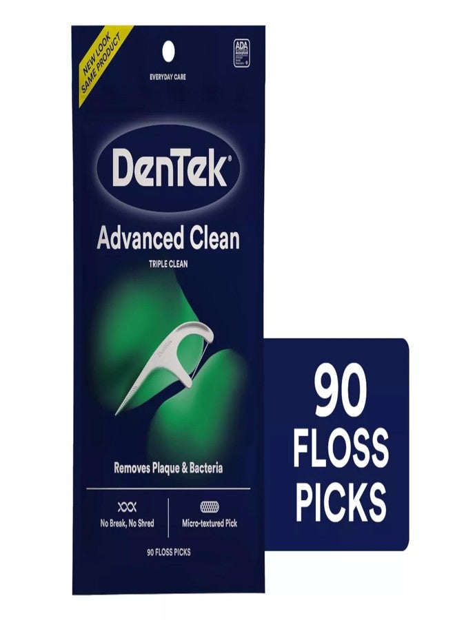 DenTek Advanced Clean Triple Clean Floss Picks, No Break No Shred Floss, Removes Plaque, Dental Flossers for Oral Care, 90 Count (Pack of 5 - Image 4