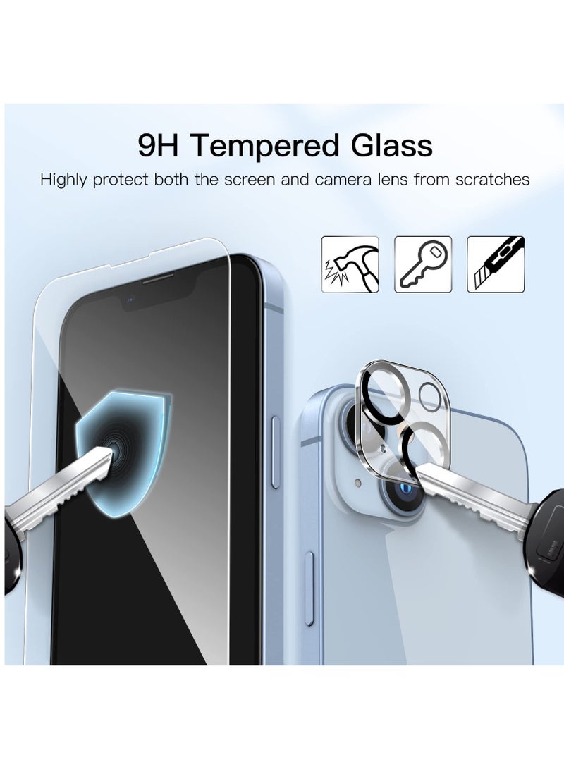جي تيك واقي شاشة بتغطية كاملة من JETech لهاتف iPhone 14 مقاس 6.1 بوصة مع واقي عدسة الكاميرا، طبقة من الزجاج المقسى عالي الدقة، قطعتان لكل قطعة - Image 5