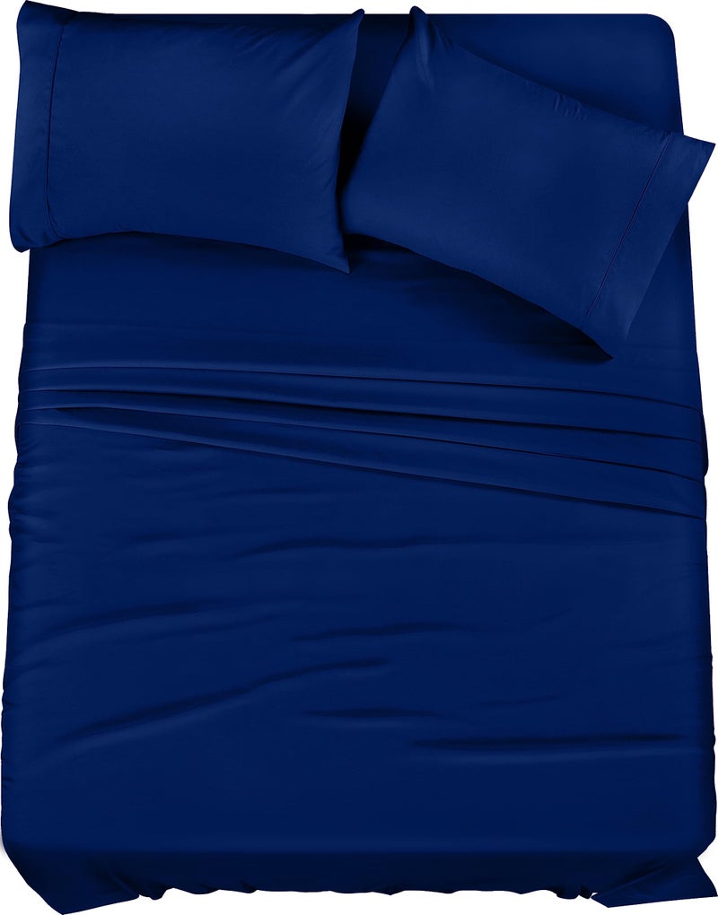 Utopia Bedding King Sheet Set 4 Piece Bed Sheets for King Size Bed Soft and Breathable Microfiber Includes 1 Fitted Sheet 1 Flat Sheet and 2 Pillowcases Royal Blue