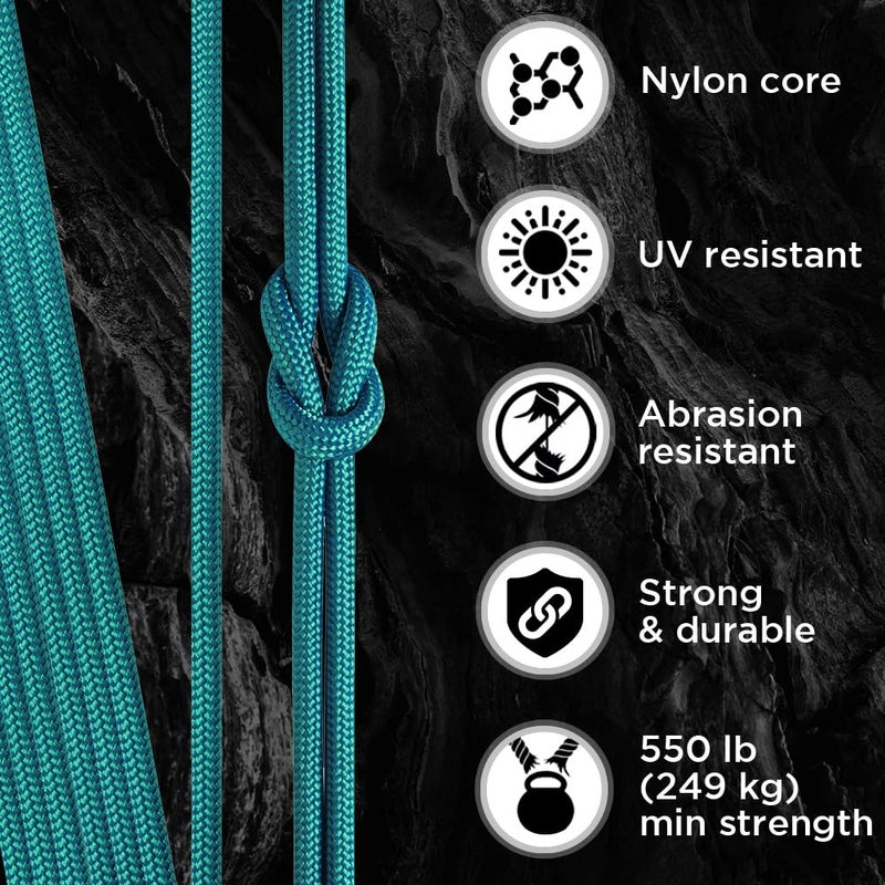 Teceum Paracord Type Iii 550 Green Wave - 100 Ft - 4Mm - Tactical Rope Mil-Spec - Outdoor Para Cord -Camping Hiking Fishing Gear And Equipment - Edc Parachute Cord - Strong Survival Rope 460 - Image 3