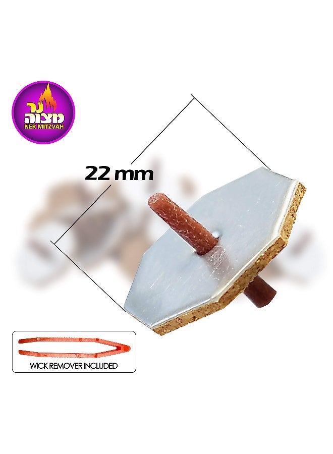 Ner Mitzvah Octagon Shaped Floating Replacement Candle Wicks - Floating Oil Wicks - 1 Pack of 50 Pcs - Image 2