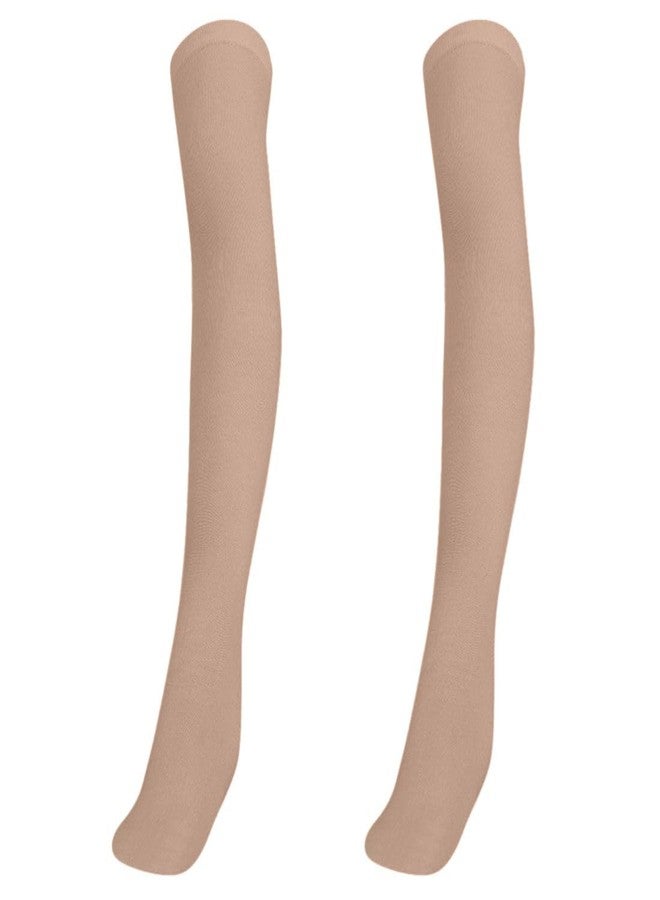 MUKHAKSH (Pack of 2 Pairs Girls Kids Cotton Thigh High Thigh Length upto the thigh Mid Thigh Long Skin Cream Nude Stocking Socks, 5-6 Years - Image 1