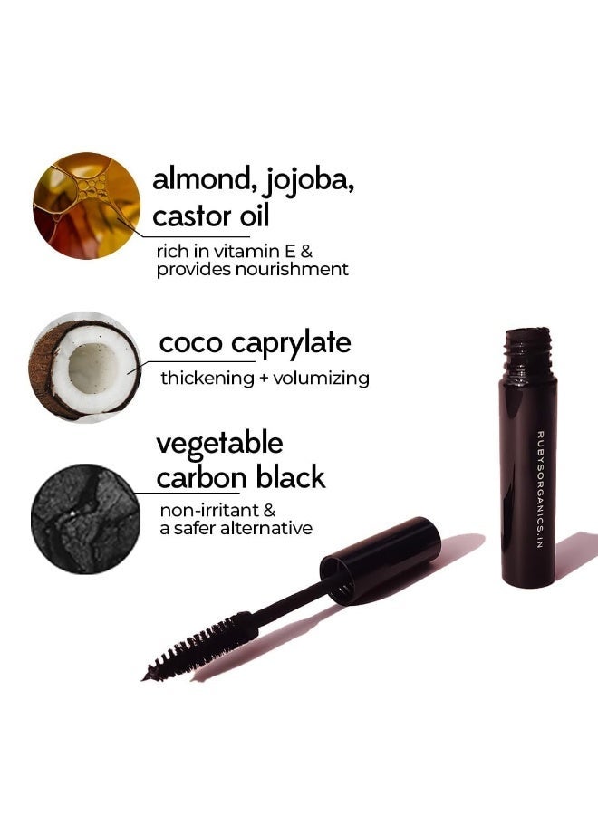 Ruby's Organics Mascara Black - Natural, Non-toxic, Long-lasting, Waterproof, Full-lift, Eye Makeup, Safe and Non-irritating Formula for Sensitive Eyes, Cruelty-Free, Paraben Free - Black, 6.5ml - Image 3