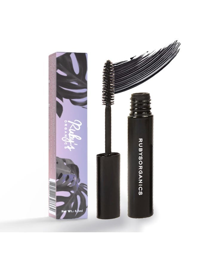 Ruby's Organics Mascara Black - Natural, Non-toxic, Long-lasting, Waterproof, Full-lift, Eye Makeup, Safe and Non-irritating Formula for Sensitive Eyes, Cruelty-Free, Paraben Free - Black, 6.5ml - Image 1