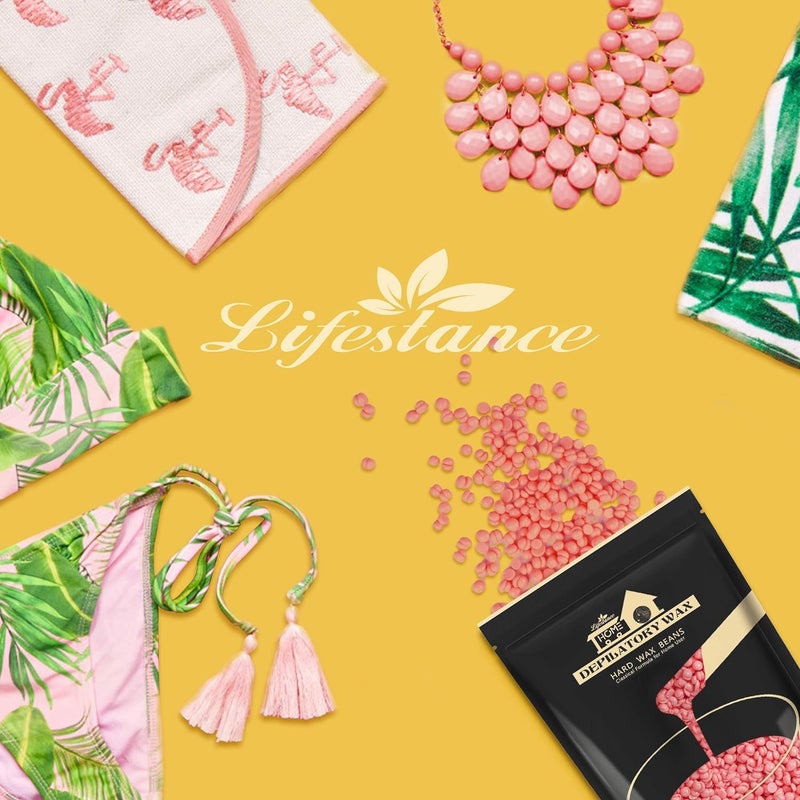 Lifestance Hard Wax Beans Hair Removal Kit, Lifestance Hard Wax Kit Delilatory Wax Beads for Facial, Brazilian Bikini, Underarms, Back and Chest, Legs At Home Waxing 1lb Pink Wax Refill - Image 2