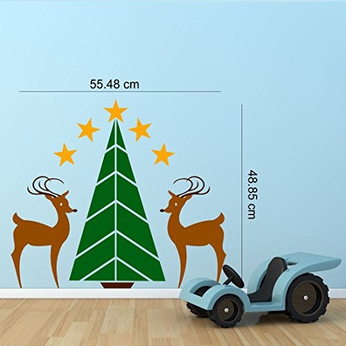 Asian Paints Wall-Ons, 'Christmas Tree with a Reindeer and Stars' Decal, DIY Removable Peel and Stick UV Printed Wall Sticker - 'Covers H 1 ft x W 2.5 ft', Home Décor - Image 4