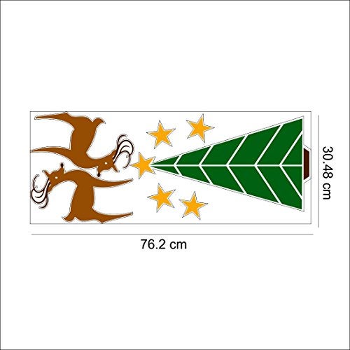 Asian Paints Wall-Ons, 'Christmas Tree with a Reindeer and Stars' Decal, DIY Removable Peel and Stick UV Printed Wall Sticker - 'Covers H 1 ft x W 2.5 ft', Home Décor - Image 2