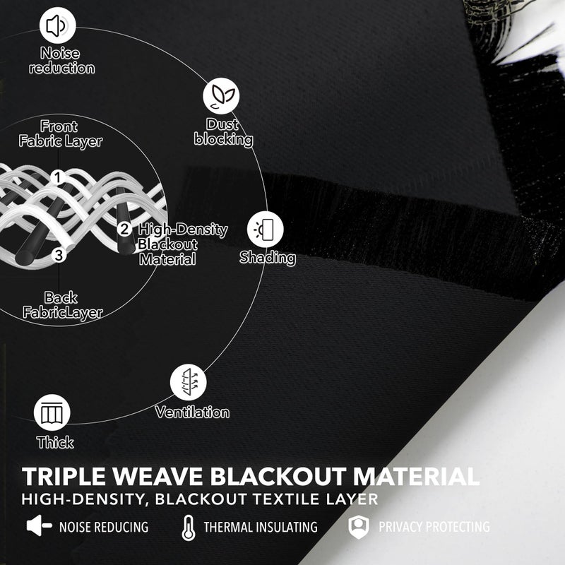 Deconovo Long Back Tab and Rod Pocket Blackout Curtains for Living Room - Thermal Insulated Light Blocking Curtains  42x95 Inch  Black  2 Panels - Image 3
