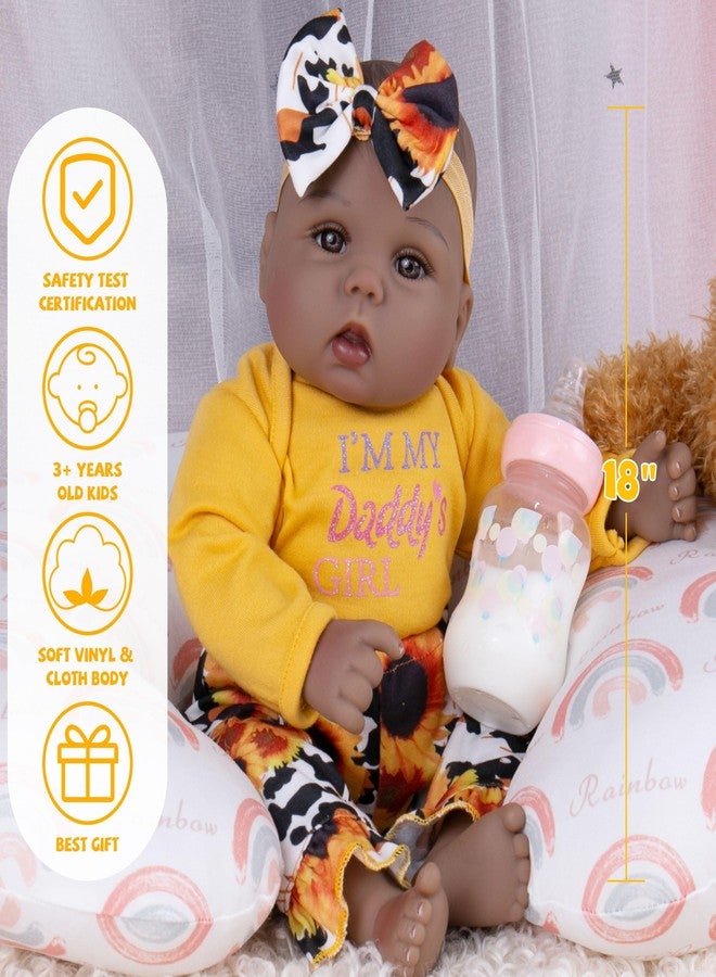 Milidool Lifelike Black Reborn Baby Dolls Girl - 18 Inches Realistic Girl Baby Doll Black American Newborn Weighted Real Life Baby Dolls, Girls Gifts Set for Kids 3+, Pretend Play, Collection - Image 4