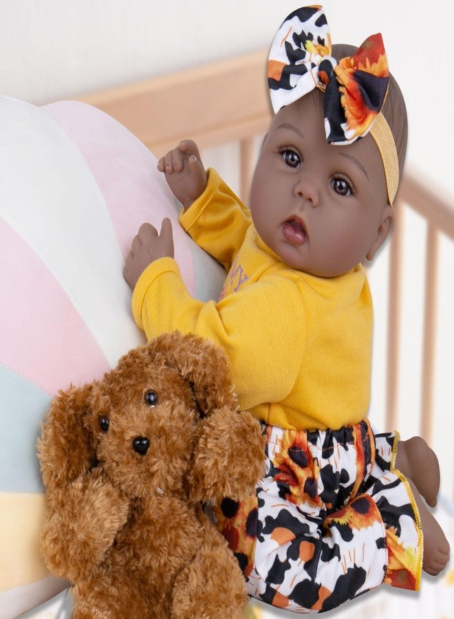 Milidool Lifelike Black Reborn Baby Dolls Girl - 18 Inches Realistic Girl Baby Doll Black American Newborn Weighted Real Life Baby Dolls, Girls Gifts Set for Kids 3+, Pretend Play, Collection - Image 2