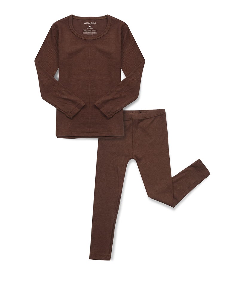 AVAUMA Baby Boys Girls Pajama Set Kids Toddler Snug fit Ribbed Sleepwear pjs for Daily Life Style SDark BrownL
