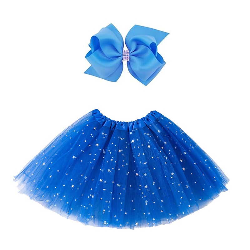 Jastore® Girls Layered Stars Sequins Tutu Skirt Princess Ballet Dance Dress (Navy Blue) - Image 5