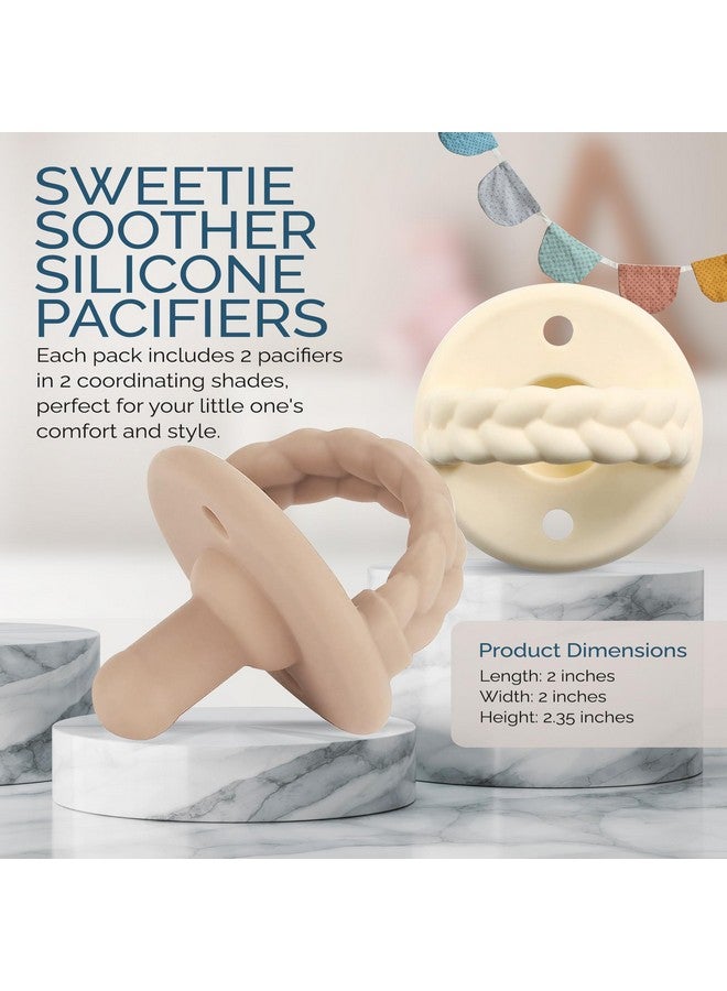Itzy Ritzy لهايات سيليكون للمواليد الجدد - لهايات سويت سوذر تتميز بمقبض قابل للطي وفتحتين للهواء لزيادة الأمان؛ للأعمار من المواليد الجدد وما فوق، مجموعة من 2 بلون كريمة الزبدة والخبز المحمص - Image 5