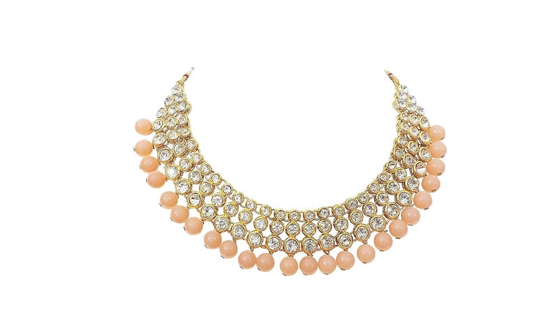 CHRISHAN Store gold plated designer stone pearl necklace set for women and girls. - Image 3